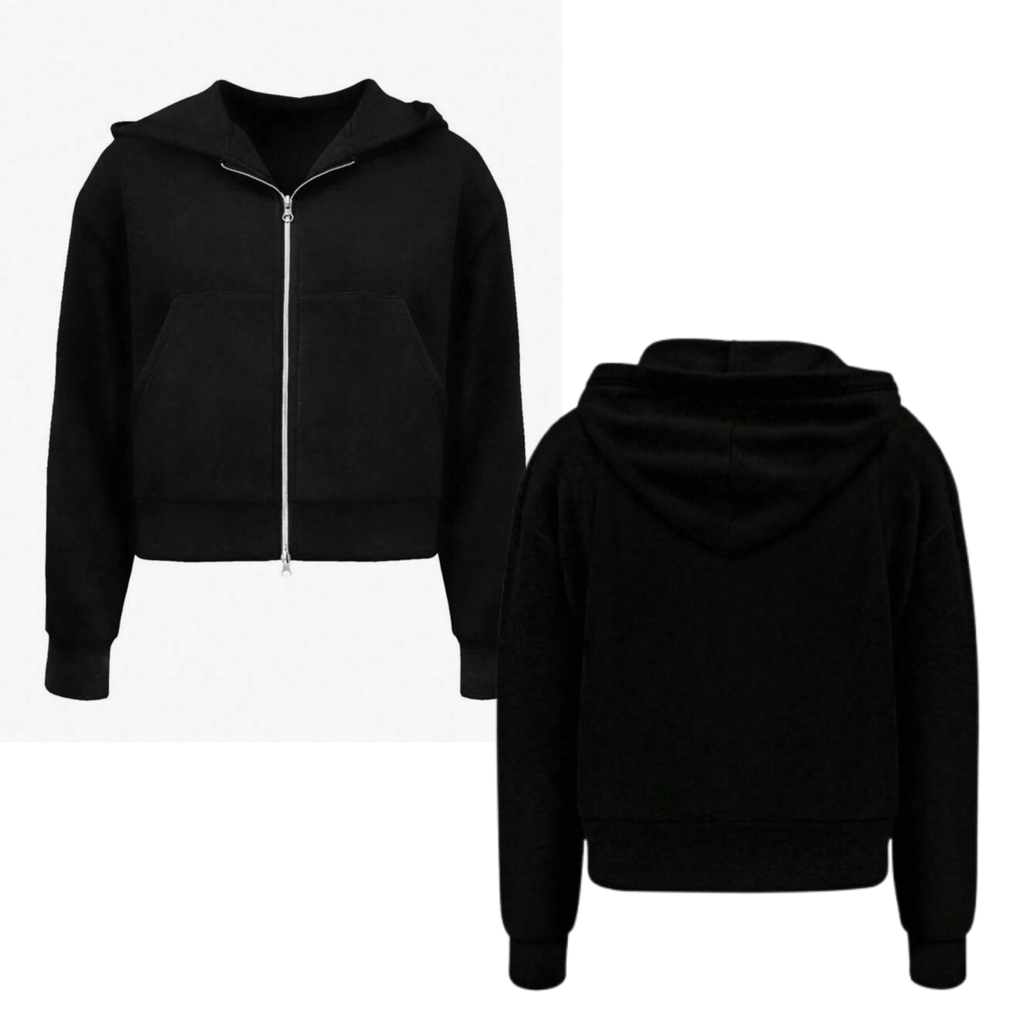Cropped Zip Up Hoodie
