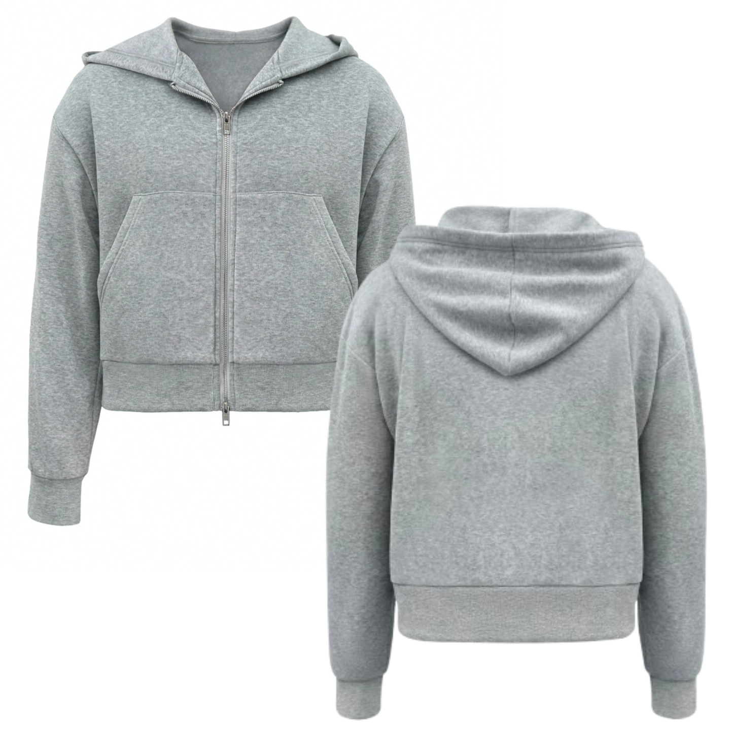 Cropped Zip Up Hoodie