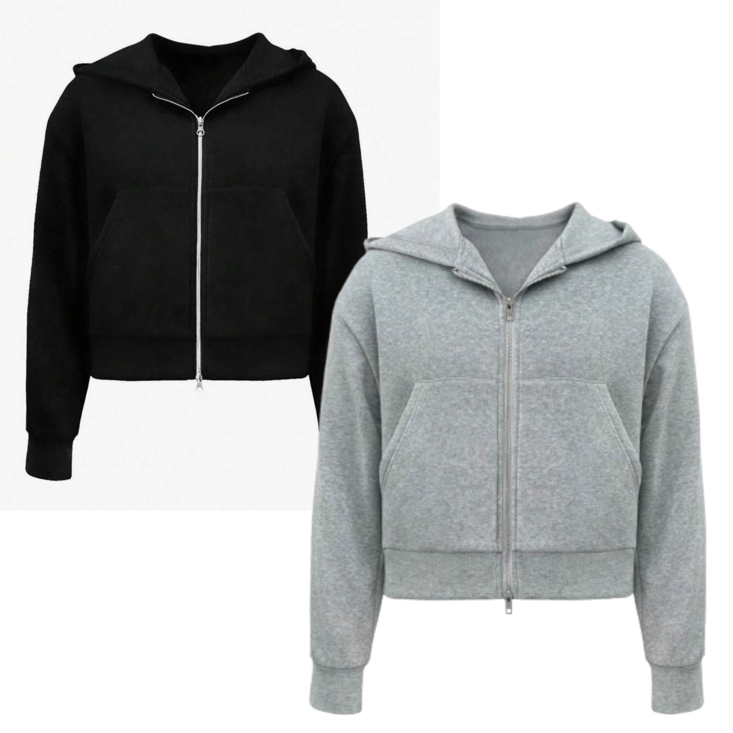 Cropped Zip Up Hoodie